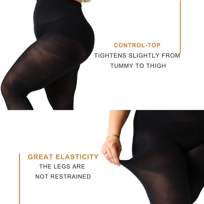 MANZI Plus Size Tights for Women 70D Queen Size Tights(Pack of 2)(Blackï¼Œ4X-Large - Image 5